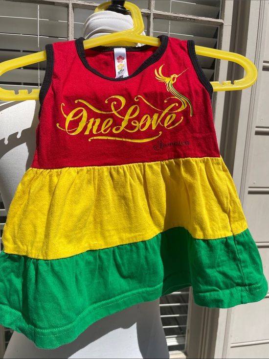 Other - 🇯🇲❤️💛💚 One Love Rasta Baby Girl DressRed Yellow Green Reggae Dress Size 12M